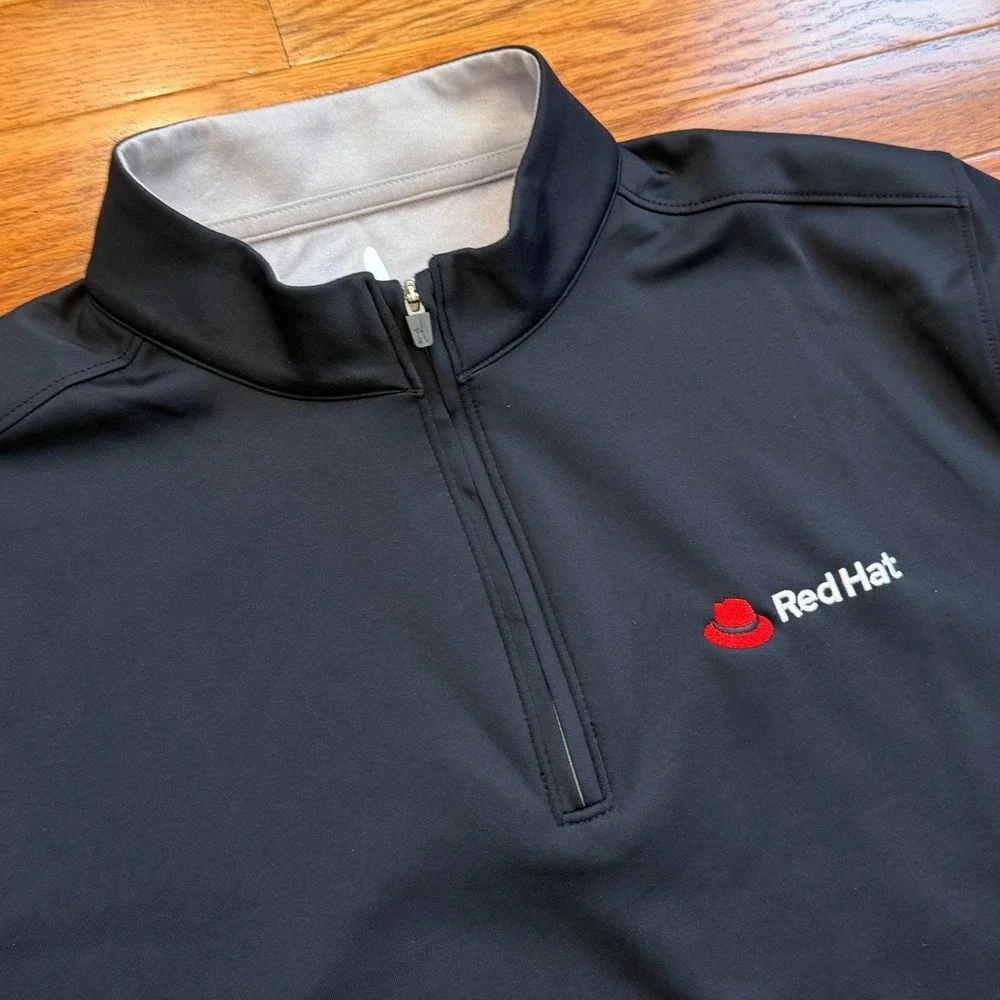 Johnnie-O 1/4 Zip Pullover Performance Shirt Mens Large Black Golf Logo Stretch